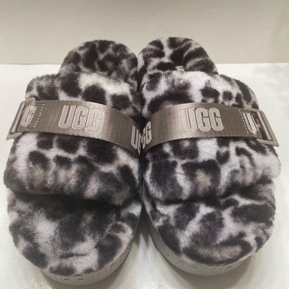 NEW UGG Women’s Fluffita Panther Print Slipper Slides Smokey Gray 6,7,8,9,10 - Picture 7 of 16